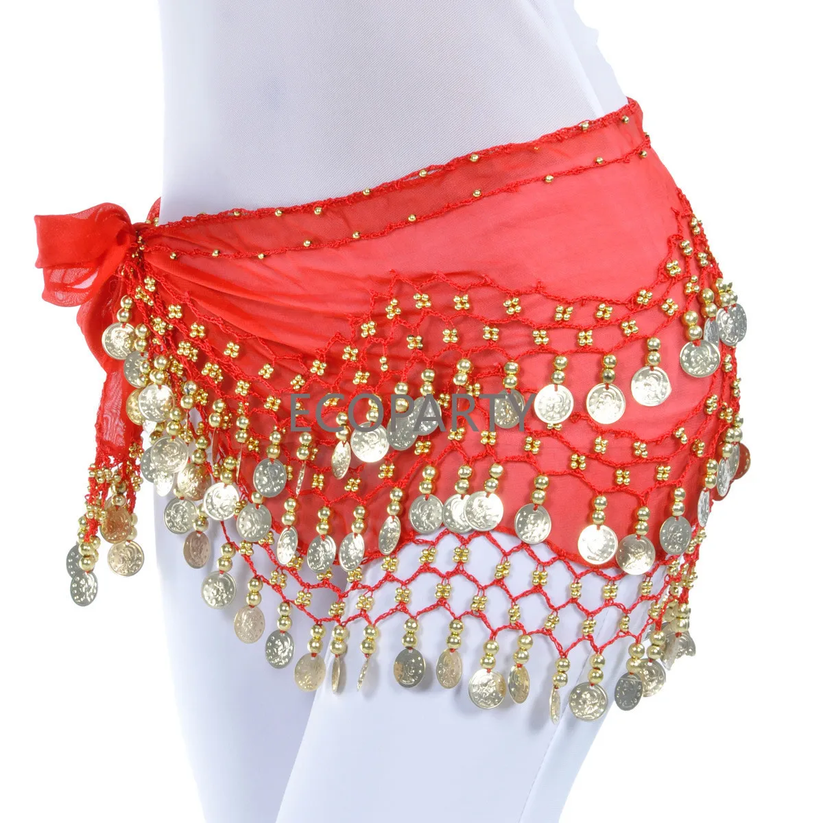 98 Gold Coins Belly Dance Hip Scarf Glitter Fringe Triangle Wrap Belt Sparkle Skirt for Women Outfit Accessory