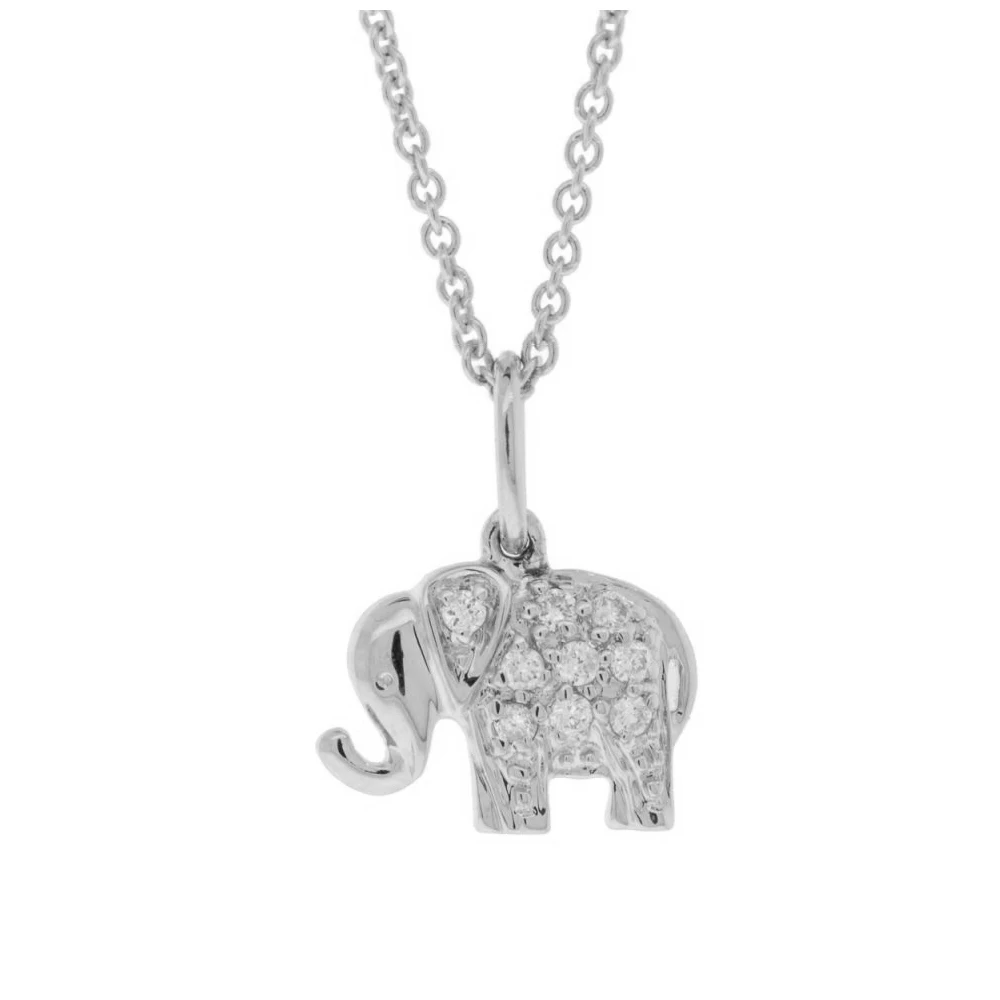 14K Solid Yellow Gold Natural Diamond Pave Elephant Charm Pendant Necklace Jewelry Manufacturer Exporter & Supplier