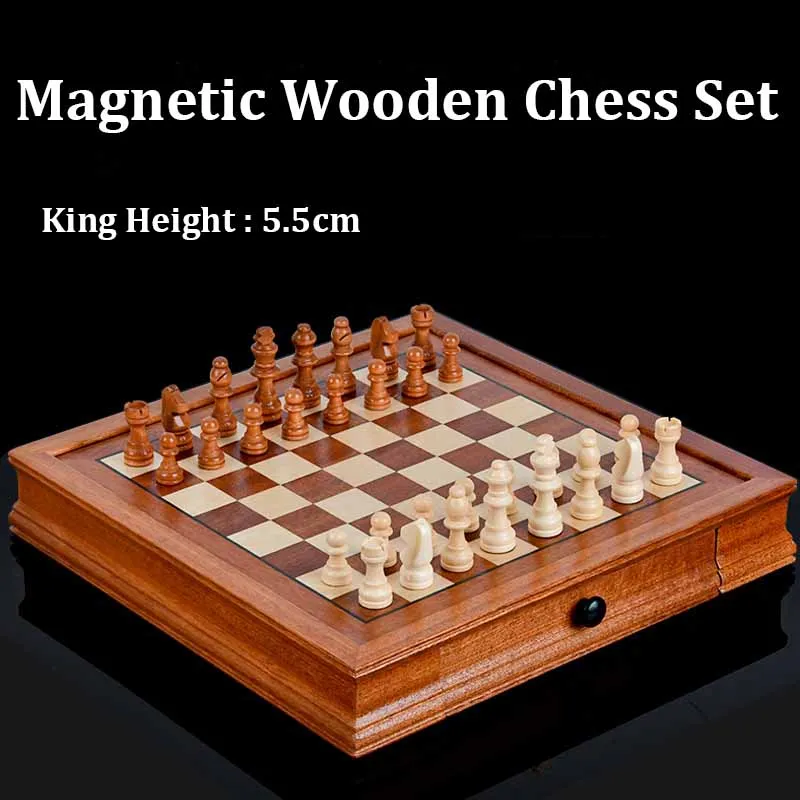Drawer style Sabili solid wood veneer splicing chessboard magnetic boutique chess box set