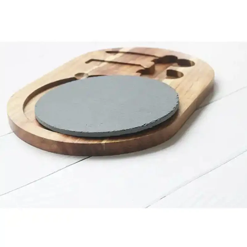 Sustainable Cheese Board and Sushi Steak Wooden Tray Restaurant Appetizer Serving Platter wooden Sushi cheese Tray with slate