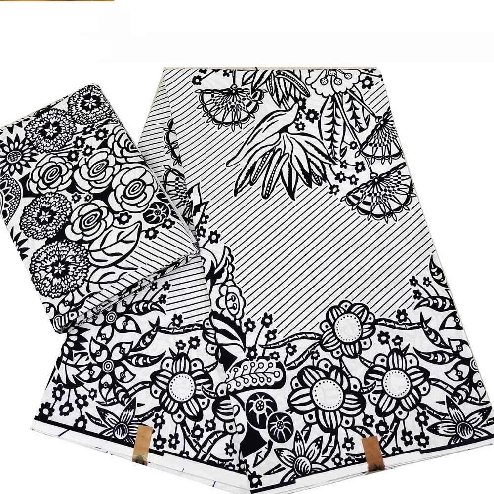 ACI Wholesale Cheap Indonesia Batik Fabric Best Quality Wax Printed Cloth Soft Real Cotton Wax 6 Yards/Piece For Women Dress