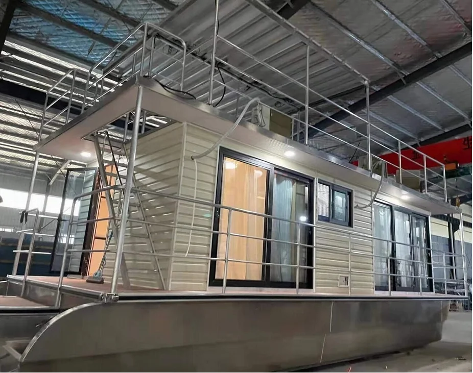 Hot sale 25ft 7.6m aluminum pontoon boat for fresh water family offshore party