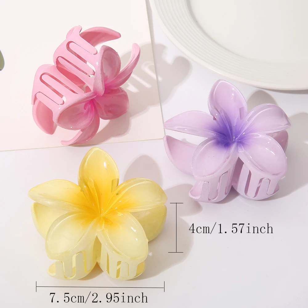 Wholesale Spring Summer Beach Vacation New Ins Beautiful Plumeria Flower Hair Claws Women Hibiscus Hawaiian Frangipani Hair Clip