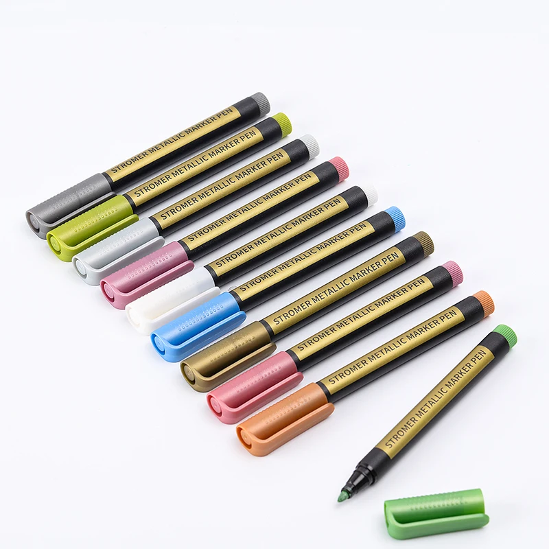 Ready to Ship 10 Colors Permanent Metallic Marker Pen All Surface Usable Paint Marker Metallic Color Pen