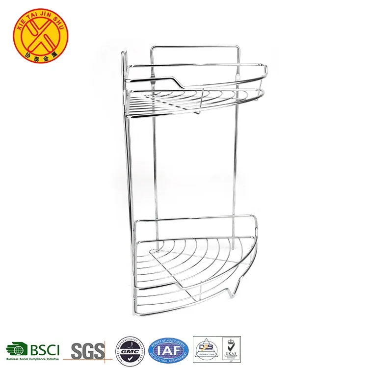 High quality customized two tier glass shelf hanging bathroom basket shelf