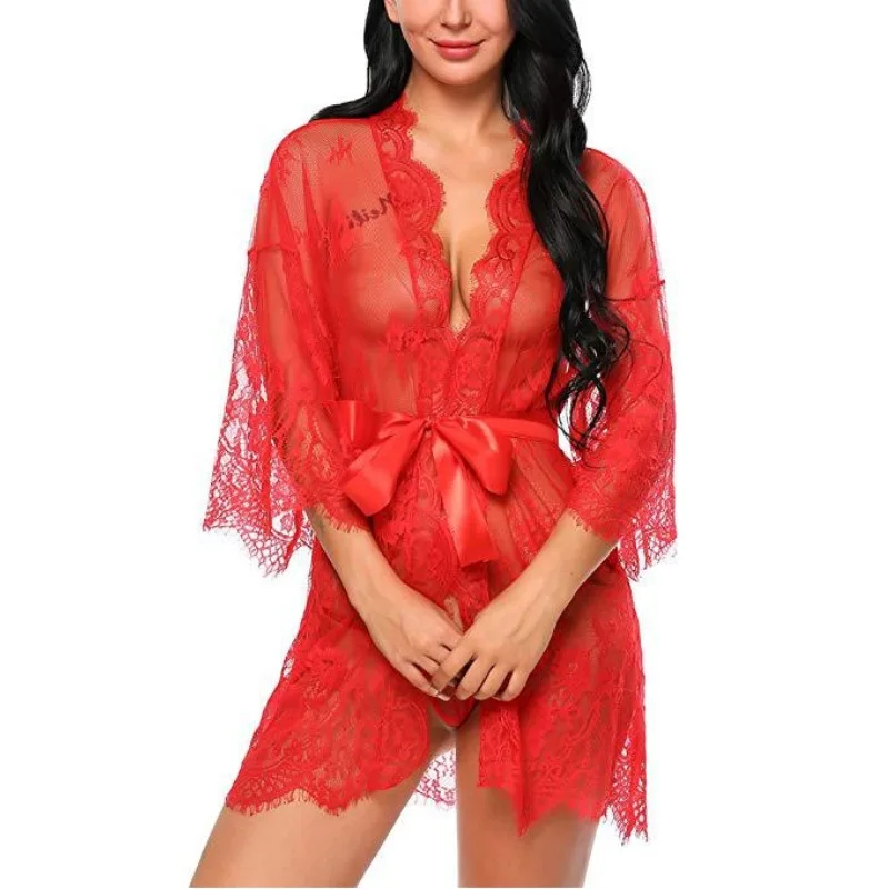 XQM Lace Mesh Babydoll Women Sexy Hot Transparent Lingerie Underwear Chemise Lingerie Pajamas