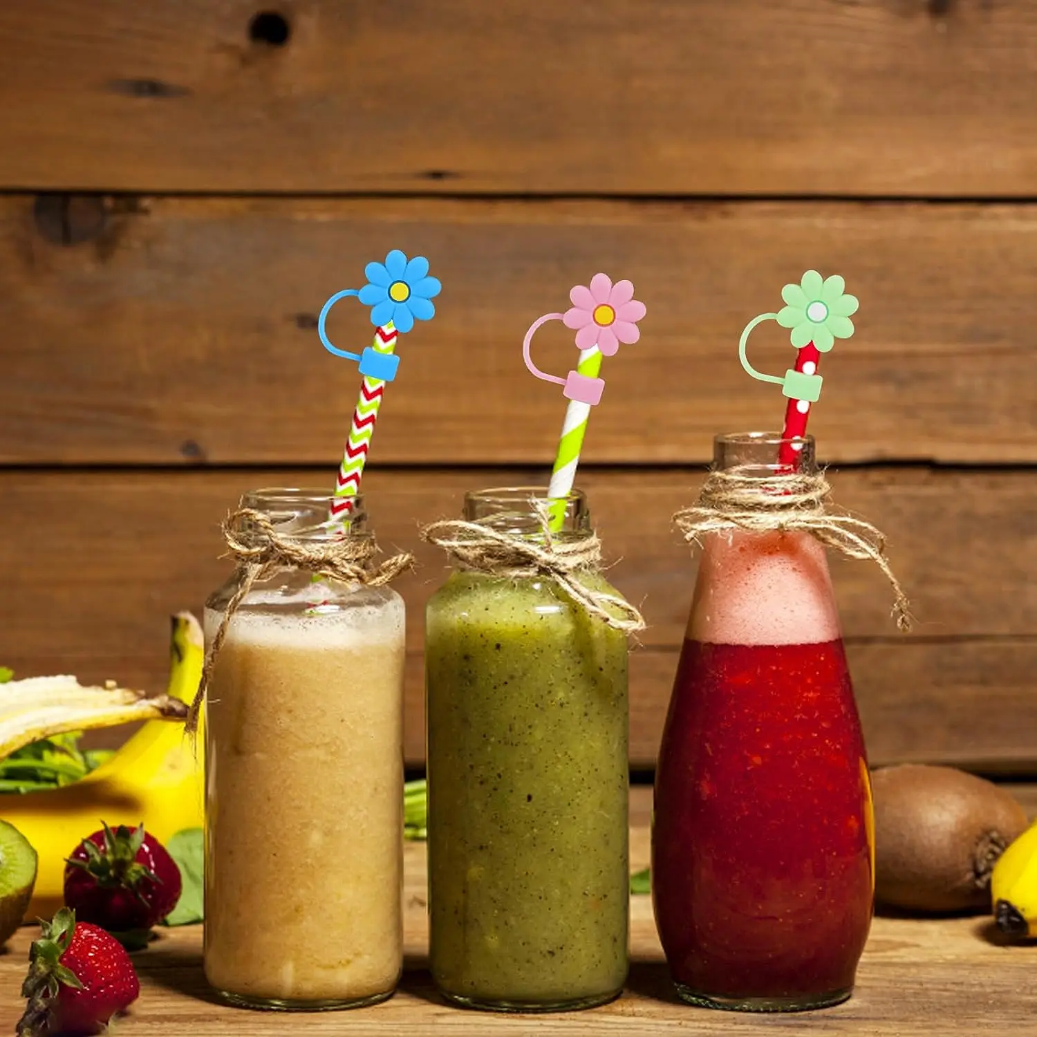 Silicone Flower Straw Cover Topper for Stanley Cup Compatible with 30&40 Oz Tumbler with Handle Straw Tip Covers 10mm 0.4in