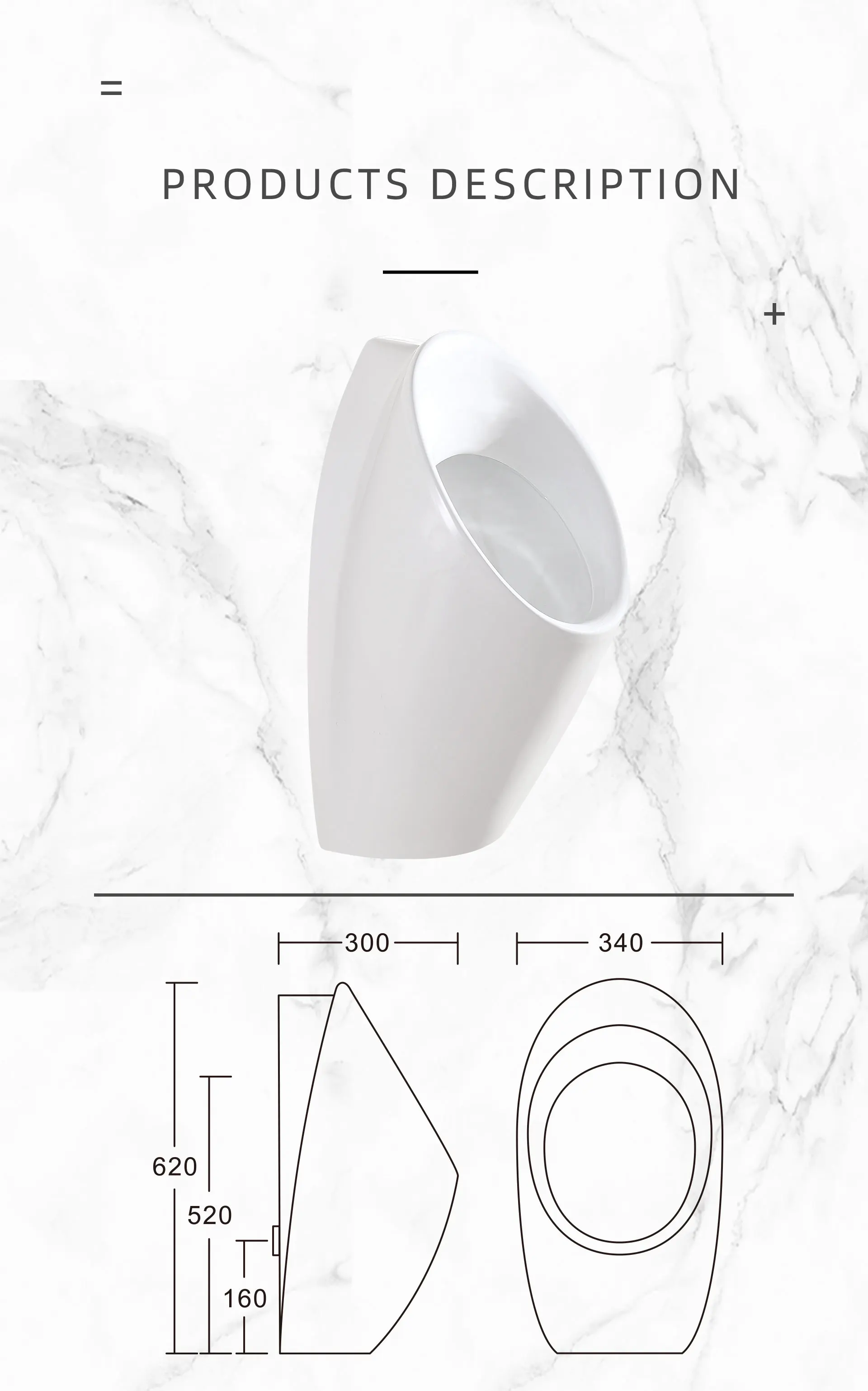 Vieany 2022 OK-2576 urinal for men Induction Urinal Male Ceramic Wall Mounted Urinal Toilet Bowl For Male