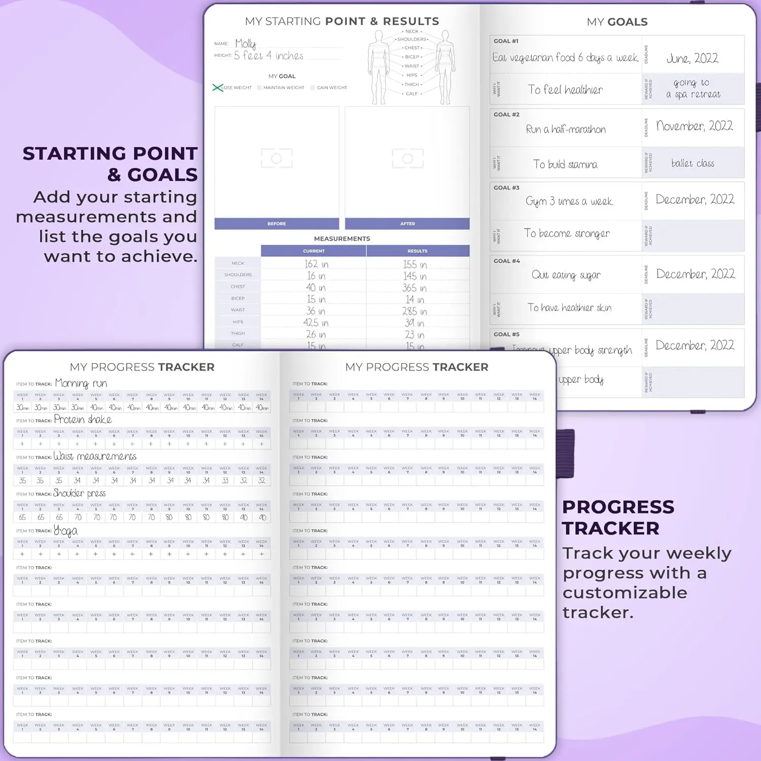 Fitness Journal Workout Planner Designed Exercise Fitness Log Wire O Binding Spiral Fit Book for Men Women