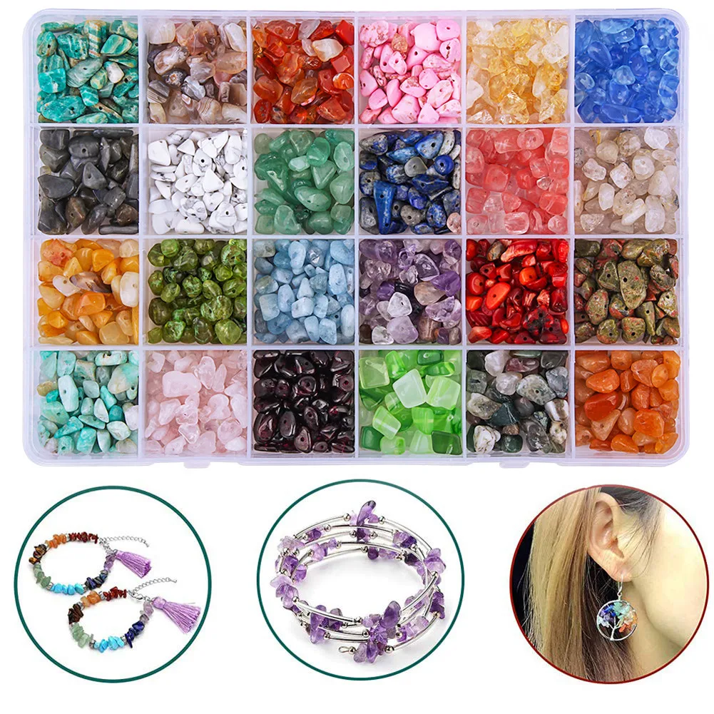 24 colors crystal beads for jewelry making supplies crystal bracelet beads natural stone stone beads box set kits