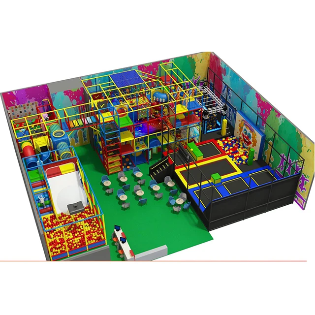 Safety Theme Naughty Playarea Equipment Large Soft Mini Fun Maze Kids Commercial  Indoor Playground With Trampoline