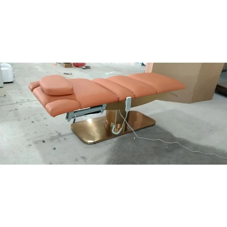 Kisen Pink Facial Body Massage Medical Treatment Bed Electric Beauty 3 4 Motor Chair Table Lift up and Down With Cover