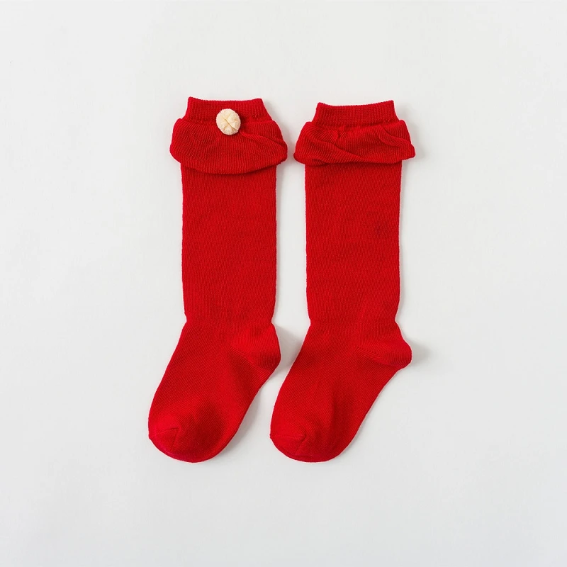 
Flower Pom Pom Lace Edge 0-3 Years Cotton Baby Knee High Socks Stockings 