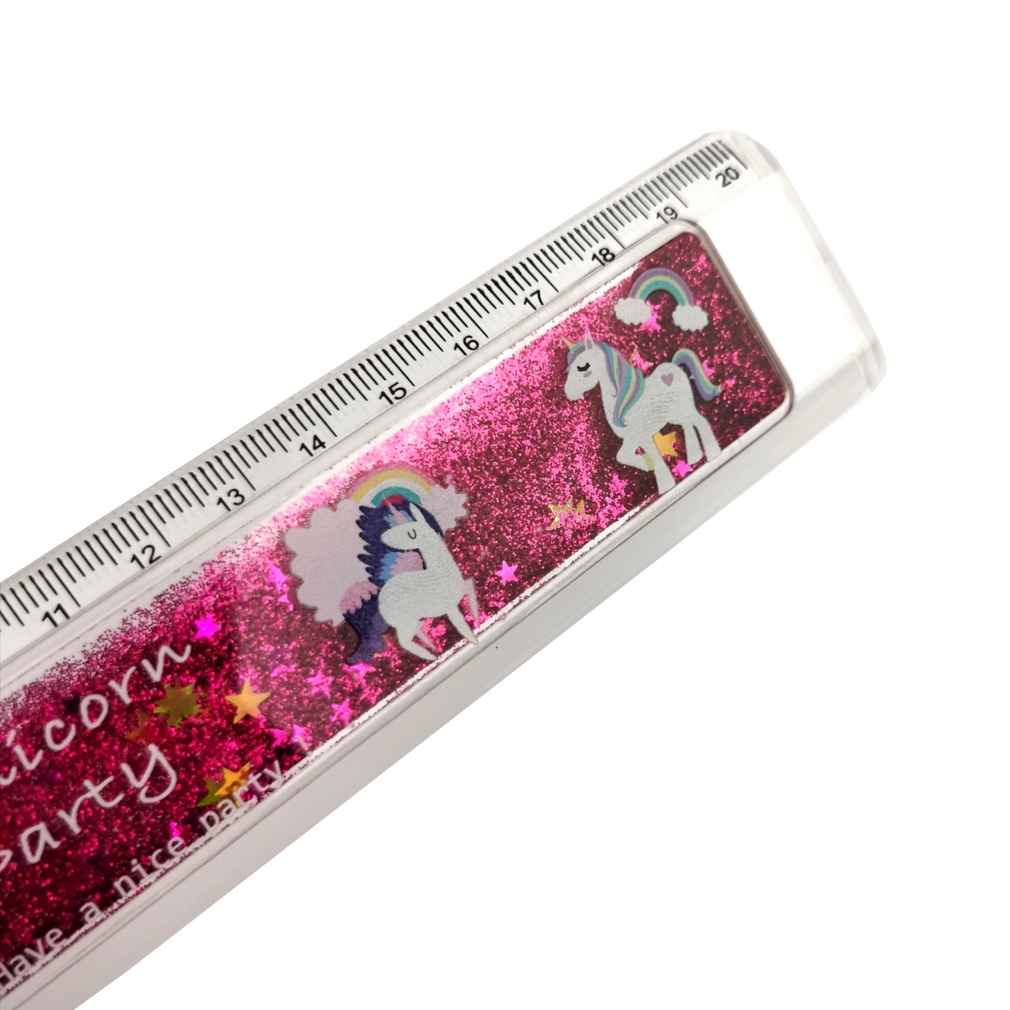 20cm promotional custom clear acrylic quicksand rulers