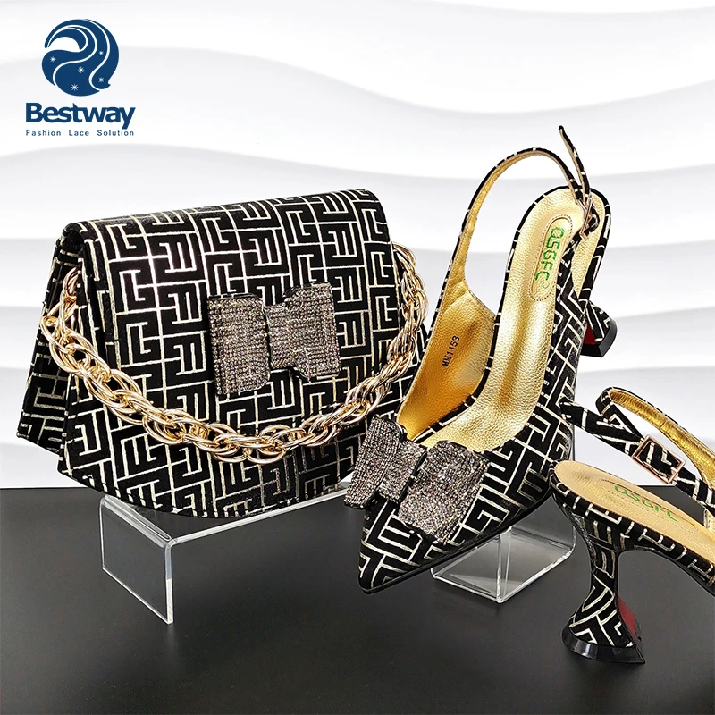 African Shoes and Bag Set NigeriaN Party High Heels with Matching Bag