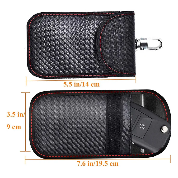Carbon Fiber Faraday Key Fob Protector Compact Pocket Size Signal Blocking Faraday Pouch Car Key Case Wallets Faraday Bag