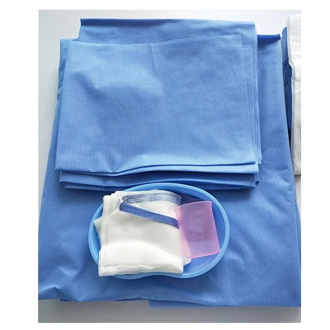 Disposable cesarean pack cesarean drape with fluid collection pouch OEM medical use new born baby hospital products Surgical