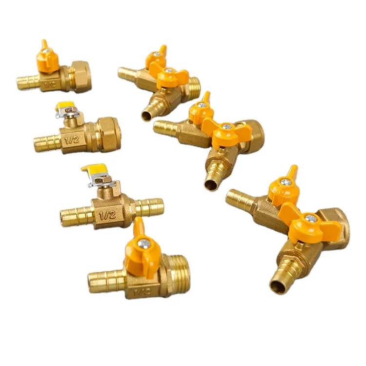 
China Factory Butterfly Handle Plumbing Female Brass Fitting Yellow Brass Gas Ball Valve 
