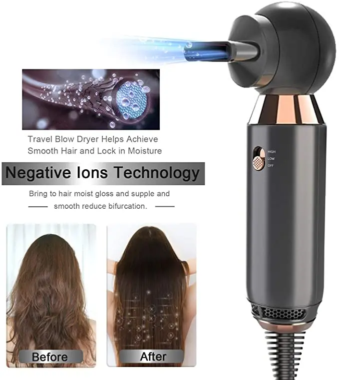 Popular Business Gift 800W Smart Heat Control High Airflow Volume Lightweight Mini Blow Dryer for Home Hotel Travel