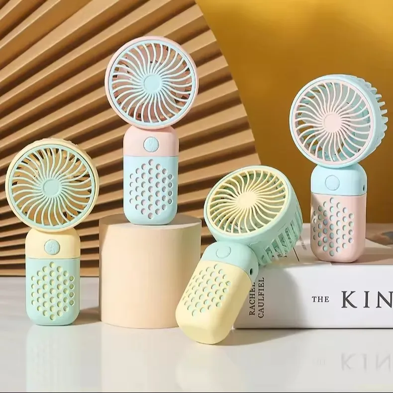 High quality Cute Portable Mini Fan Handheld USB Rechargeable Desktop Fans Adjustable Summer Cooler For Outdoor Travel Office