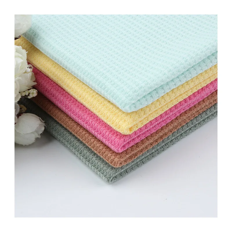 New design 260g 65 cotton 35 polyester knitted homewear sweatshirt cloth cross waffle fabric