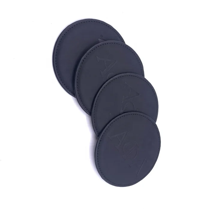 New Arrival Custom Design Leather Drink Coaster Leather Cup Mat Fits Any Size of Drinking Glasses