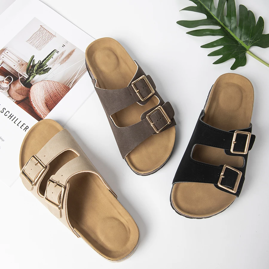 Высококачественные плоские сандалии Birken с пробковой подошвой из натуральной кожи мягкие тапочки-сабо для женщин