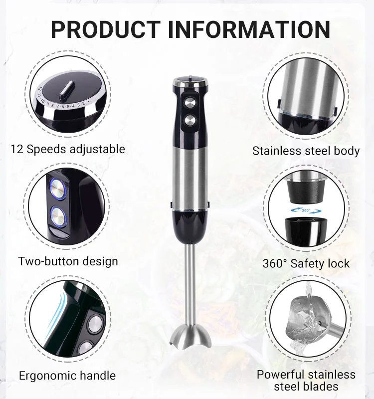 Wholesale multifunctional baby food machine High speed electric hand blender with egg whisk and milk frother