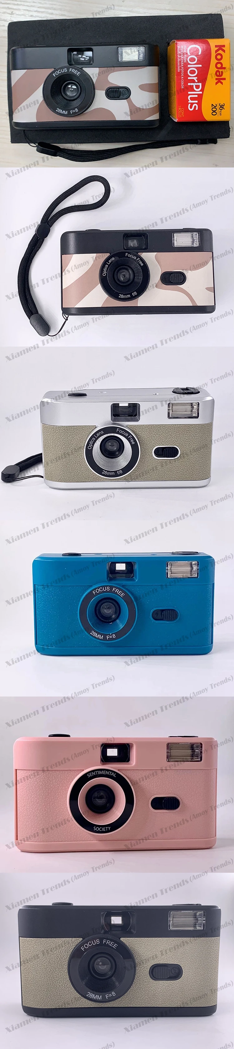 PREMIUM colorful reloadable non disposable white 35mm reusable film cameras with flash custom kodak vintage retro m35 re usable