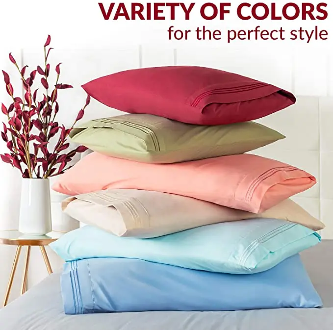 Элегантный комплект постельного белья из 1800 микрофибры в полоску, 4 предмета, подходит для матрасов с глубоким вырезом.