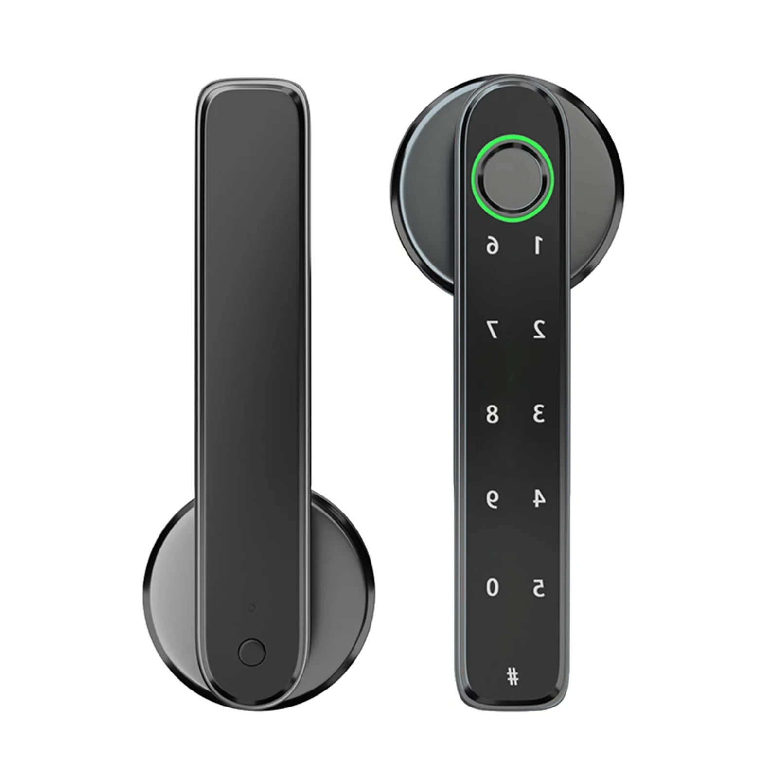 Double Row Button Black Color Smart Tuya TT APP Control Biometrics Fingerprint Smart Door Lock Password Handle