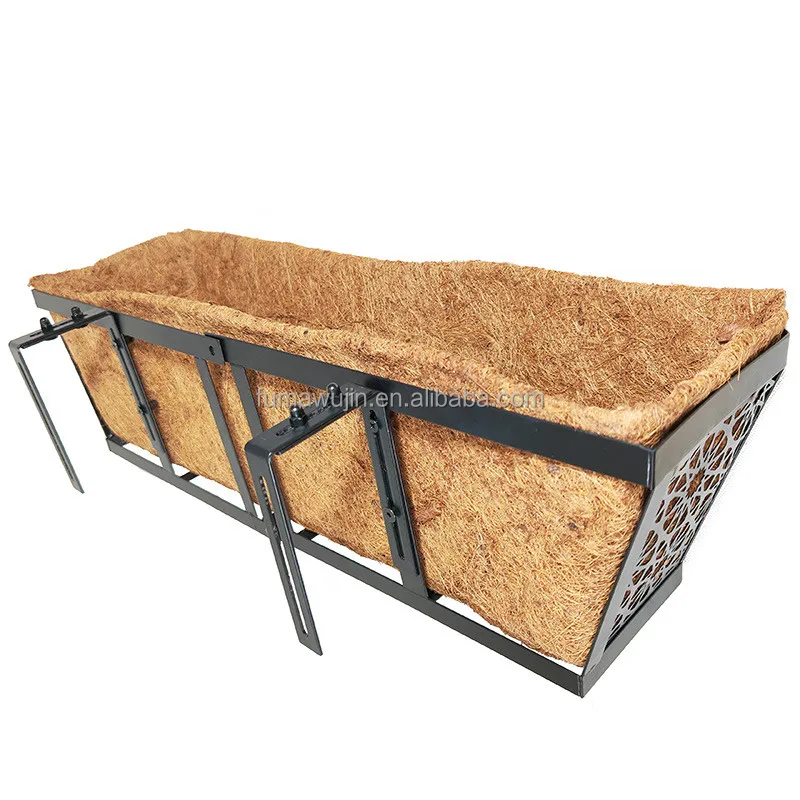 Balcony railing nail wall hanging coconut liner folding iron flower basket wire mesh hanging display basket rack