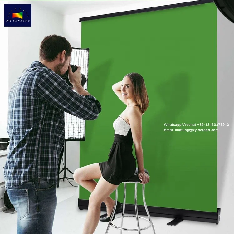 Green Screen Background Portable Collapsible Chromakey Backdrop Pull-up Manual Stand for Virtual Game Studio YouTube Tiktok