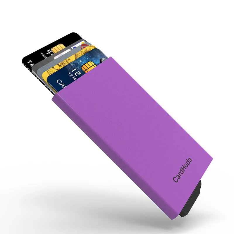 Выдвижной алюминиевый держатель для кредитных карт с блокировкой радиочастотной идентификации
