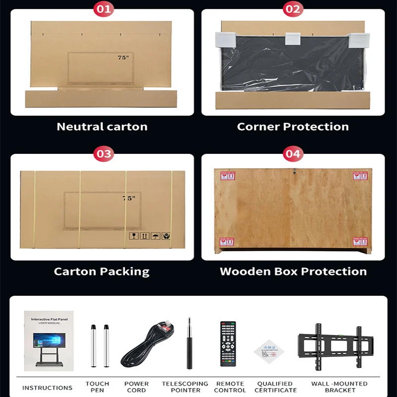 USB Capacitive 32 43 49 55 65 Inch FHD 4K Interactive Smart Boards for School & Office Teaching
