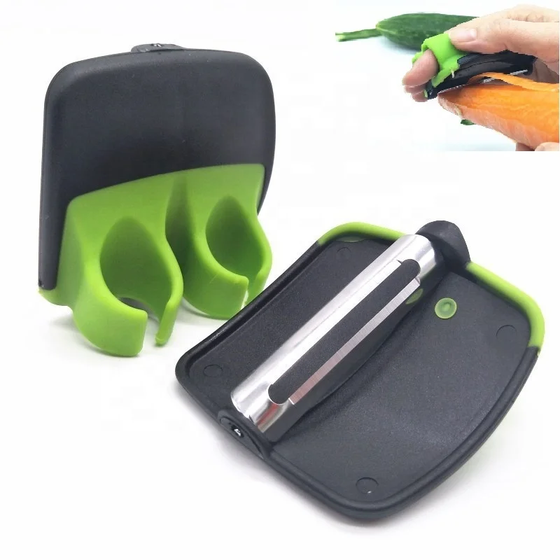 Amazon Convenience Smart Plastic Stainless Steel Double Finger Palm Peeler Fruit Vegetable Peeler Knife
