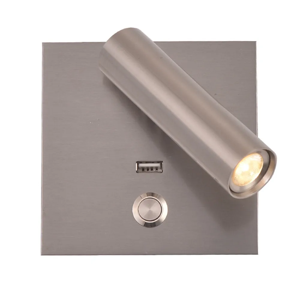 Zhongshan hotel 2.5W design decor aluminium interior decoration gold led USB headboard wall lamp