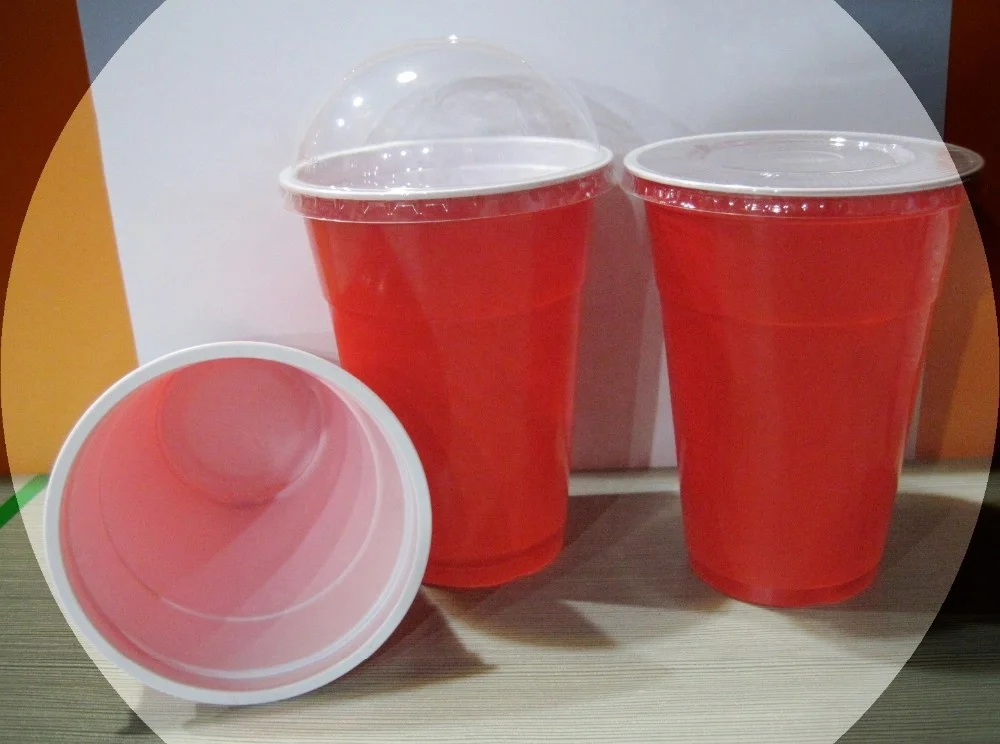 PP/PS Material Red Plastic Fruit Disposable Party Cup Giant Glass with logo Printed Beer Pong Cup Juice Cup
