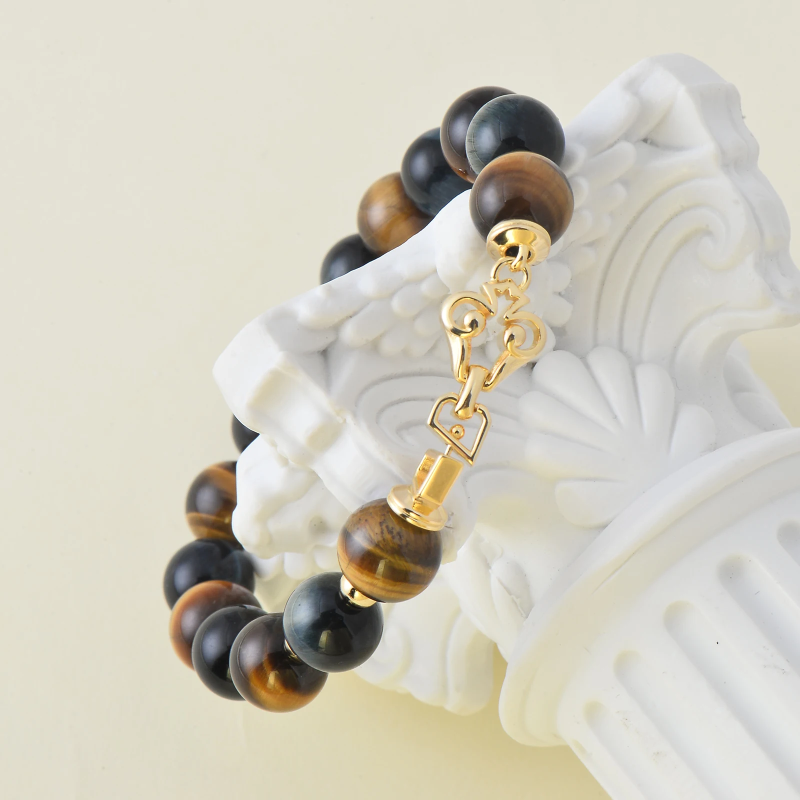 Natural Tigers Eye Stones Beads Crystal Custom 925 Sterling Silver Charms Vintage Jewelry Fashion Beaded Bracelets For Men Women