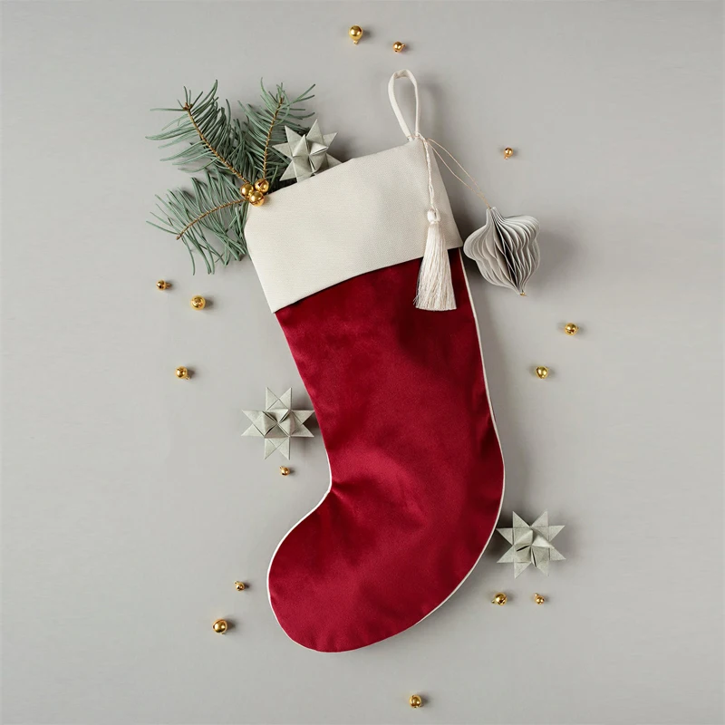 Wholesale  Luxury Party Decoration Custom Sublimation Blank Velvet Christmas Stockings