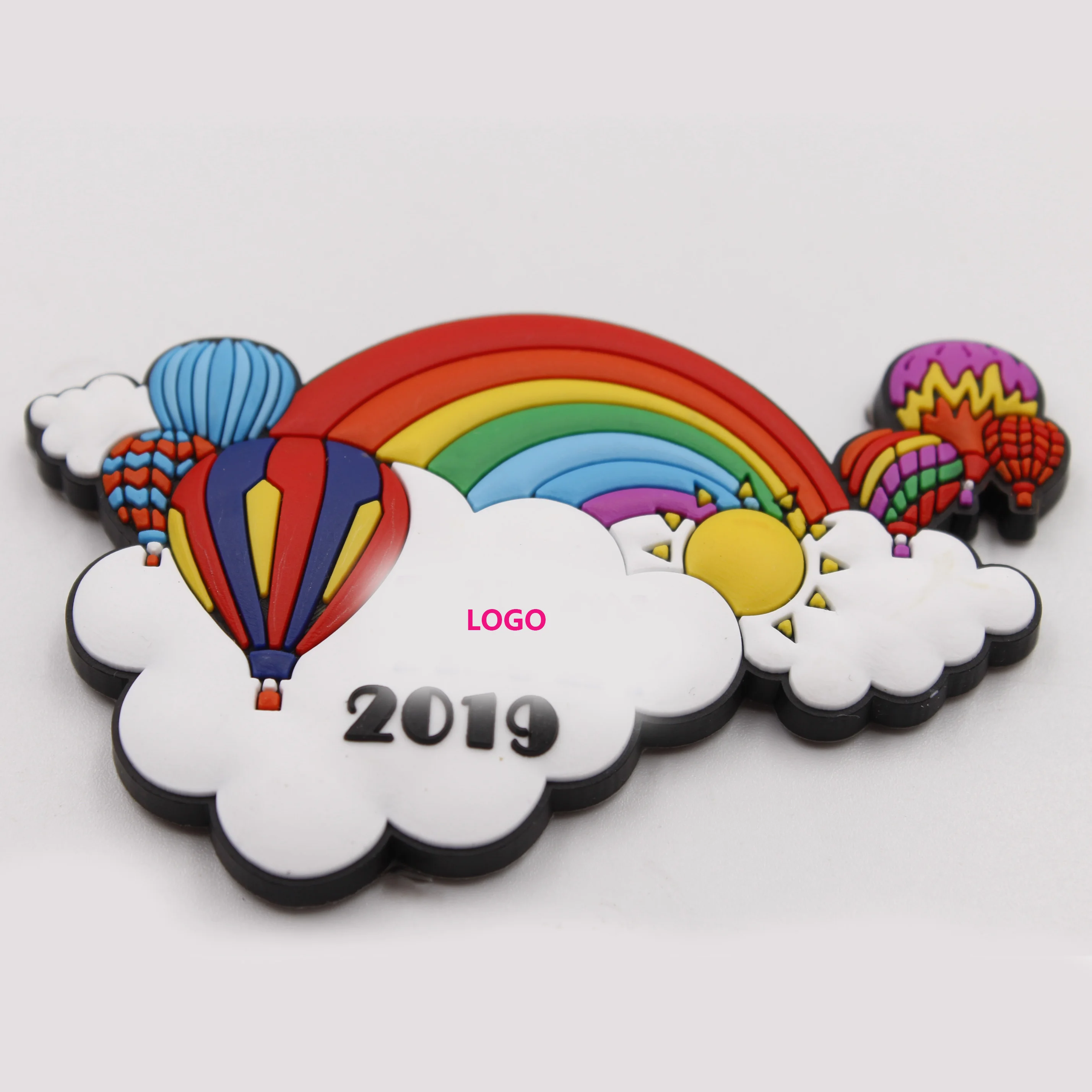 ISO Factory Custom Rainbow Air Balloon Soft PVC 3D Fridge Magnets For Rubber Student Stationary