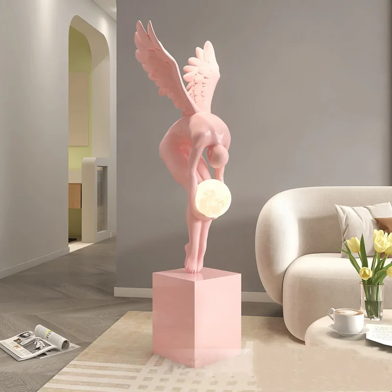 Modern Light Luxury Art Figures Floor Lamp Ornaments Living Room Porch Abstract Arts And Crafts Hotel Lobby Angel Sculpture