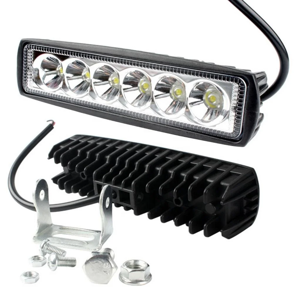 Car Led 18W Work Indicators Lighting Bar DC 12V 6500k For Motorcycle Offroad Tractor SUV ATV Auto Boat Truck Driving Fog Lamps
