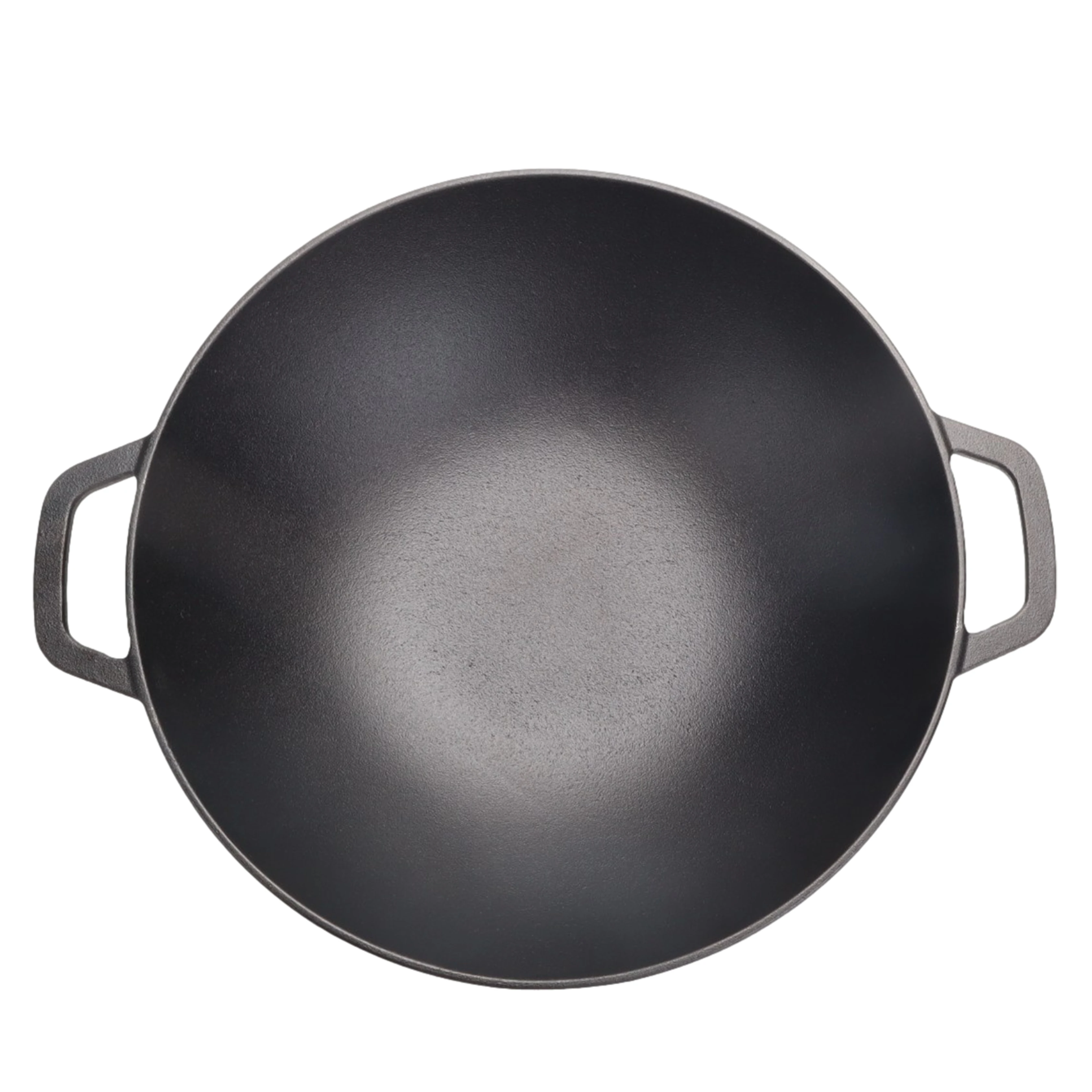 Hot sale 6.7L big capacity chinese wok 37cm pre-seasoned cast iron woks with wide handles outdoor cookware