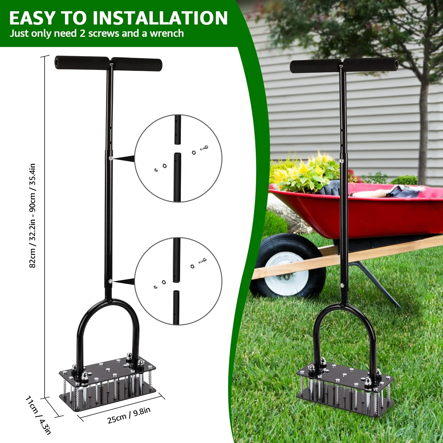 IFIXPRO Lawn Aerator Spike Metal Manual Dethatching Soil Aerating Lawn With 15 Iron Spikess