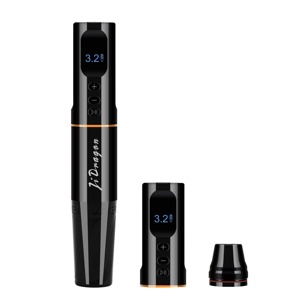 JiDragon New Black Whirlwind Wireless PMU Machine with Two Magnetic Batteries Slim Comfortable Tattoo Pen for Permanent Makeup