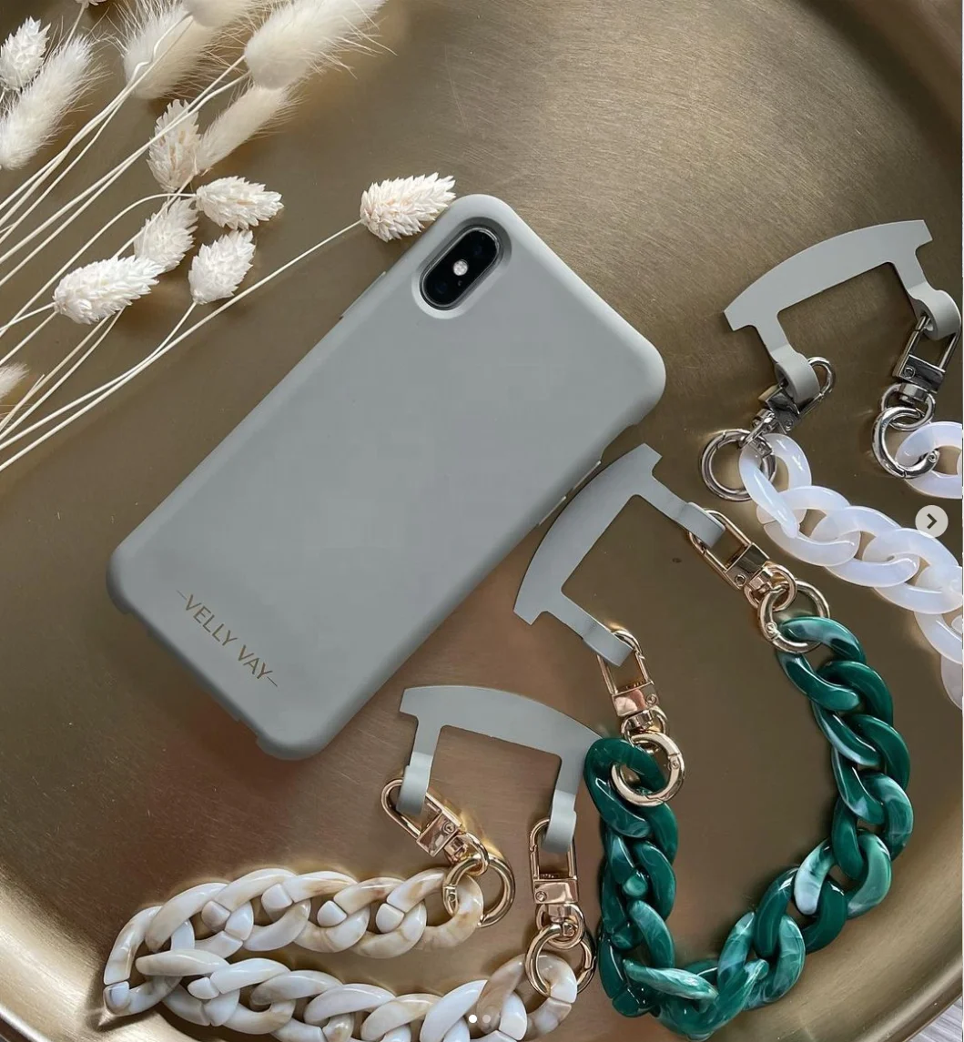 Custom Phone Accessories Blank Clear Thick Acrylic Chain Hanging Mobile Phone Charms Chain for iPhone 14