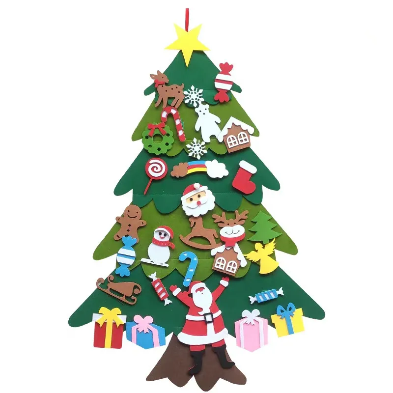 Educational DIY Felt Christmas Tree Set Wall Hanging Large Felt Toys Christmas Holiday Homemade Felt Christmas Tree For Kids