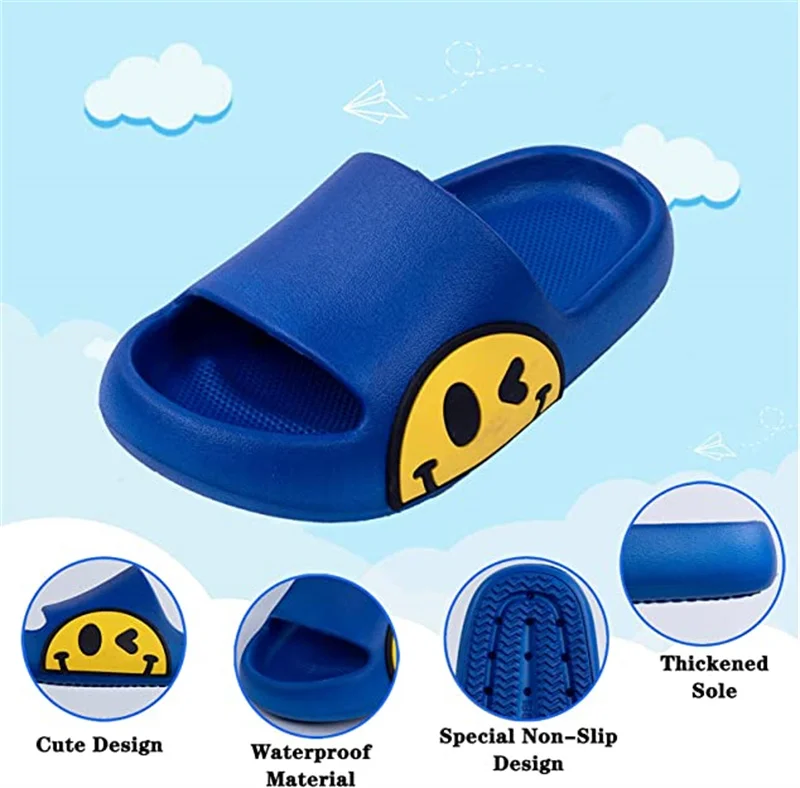 Summer cartoon cute non-slip boys smiley slippers kids child wholesale