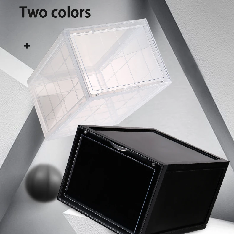 
Clear Magnet Plastic Shoe Boxes Drop Front Shoe Storage Box Acrylic custom transparent display shoe boxes stackable organizer 